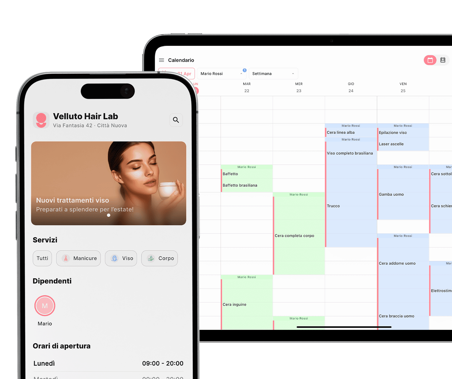Dashboard gestionale Ygital Cure per saloni e centri estetici